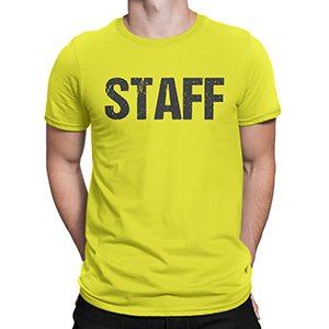 Staff Men's Short Sleeve T-Shirt (Distressed Design, Bright Yellow)