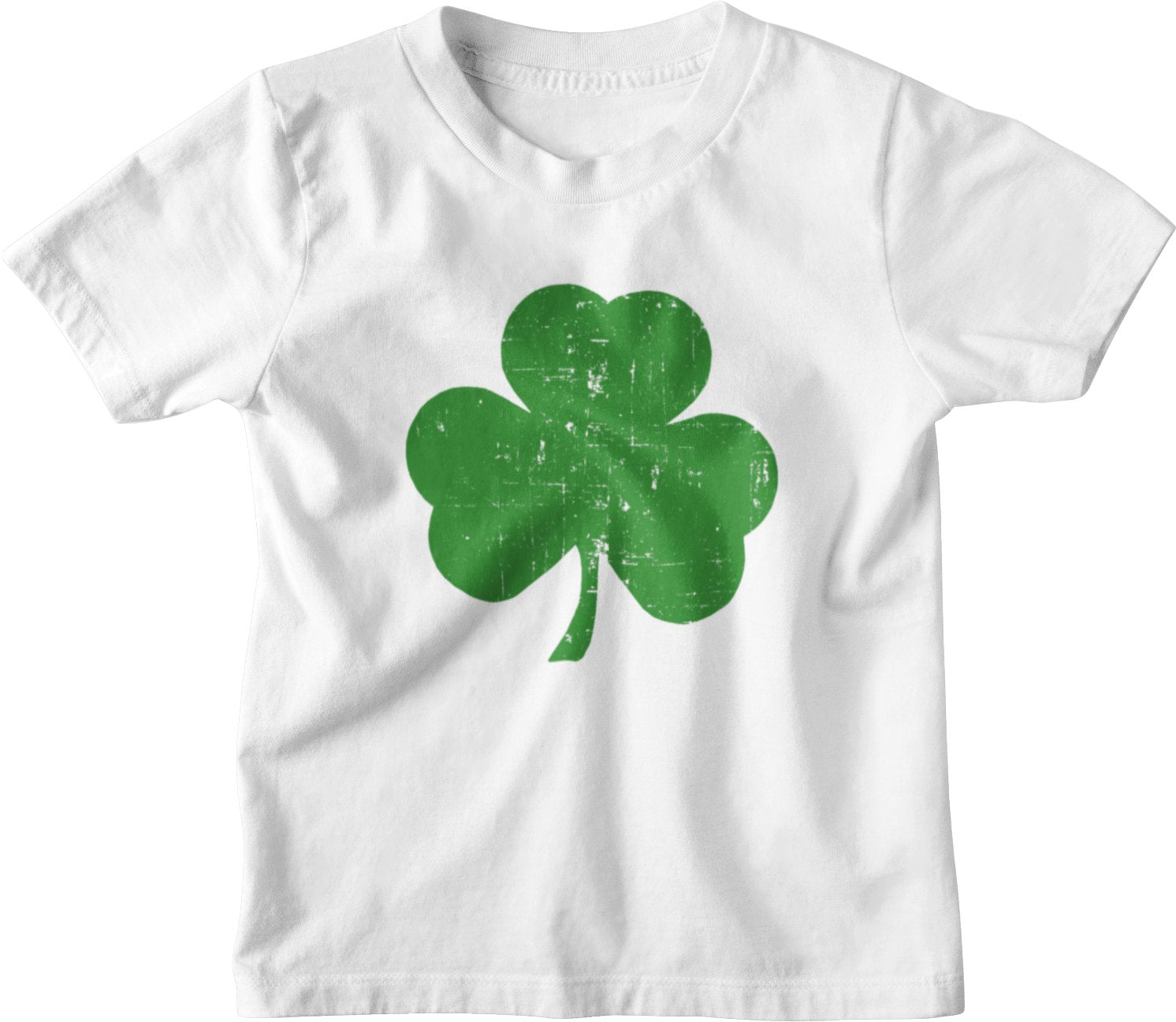 NYC FACTORY USA Screen Printed Shamrock Youth T-Shirt Distressed Tee Kids Irish Green