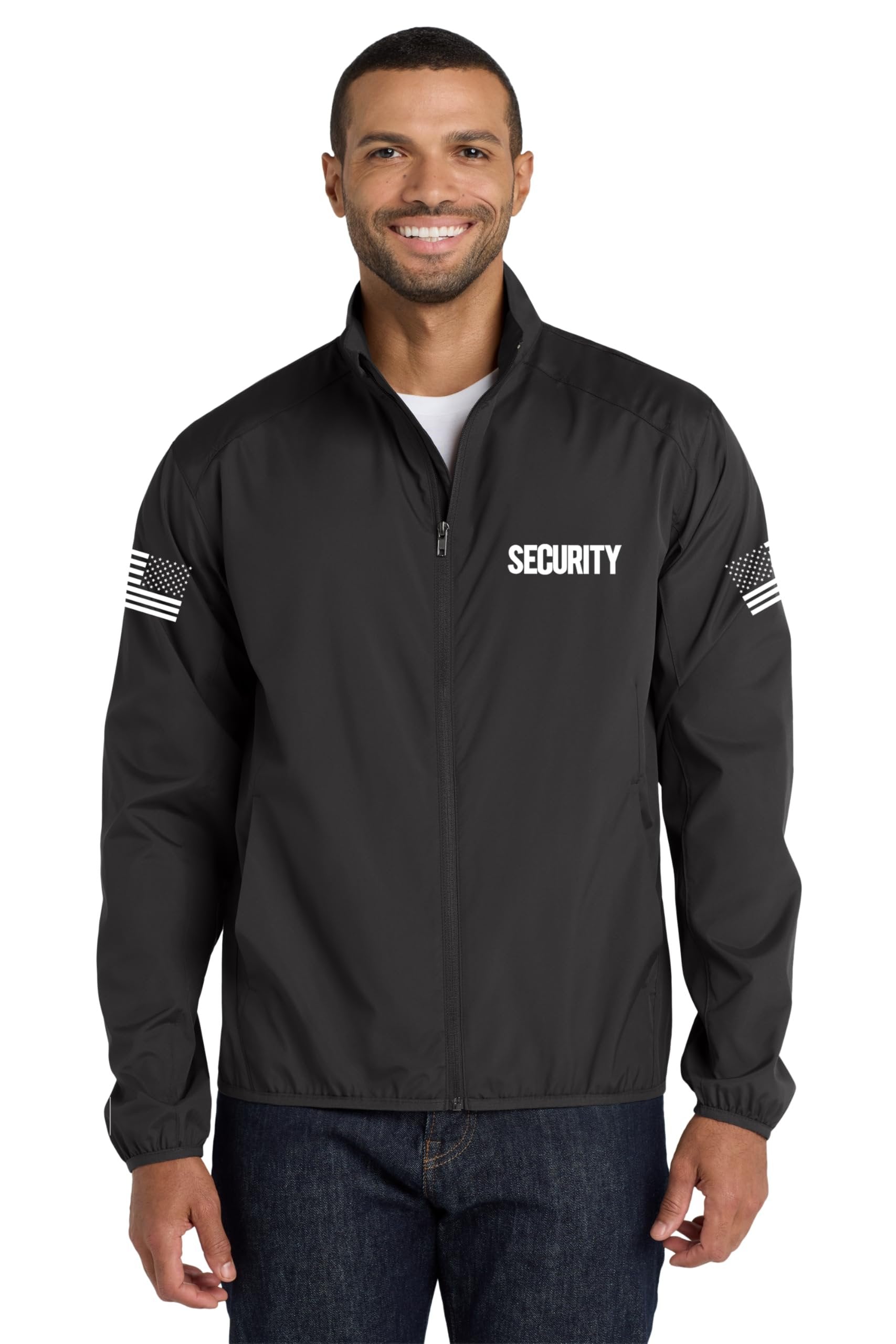 NYC FACTORY Men's Security Wind Breaker Jacket Wind & Water Resistant Full Zip