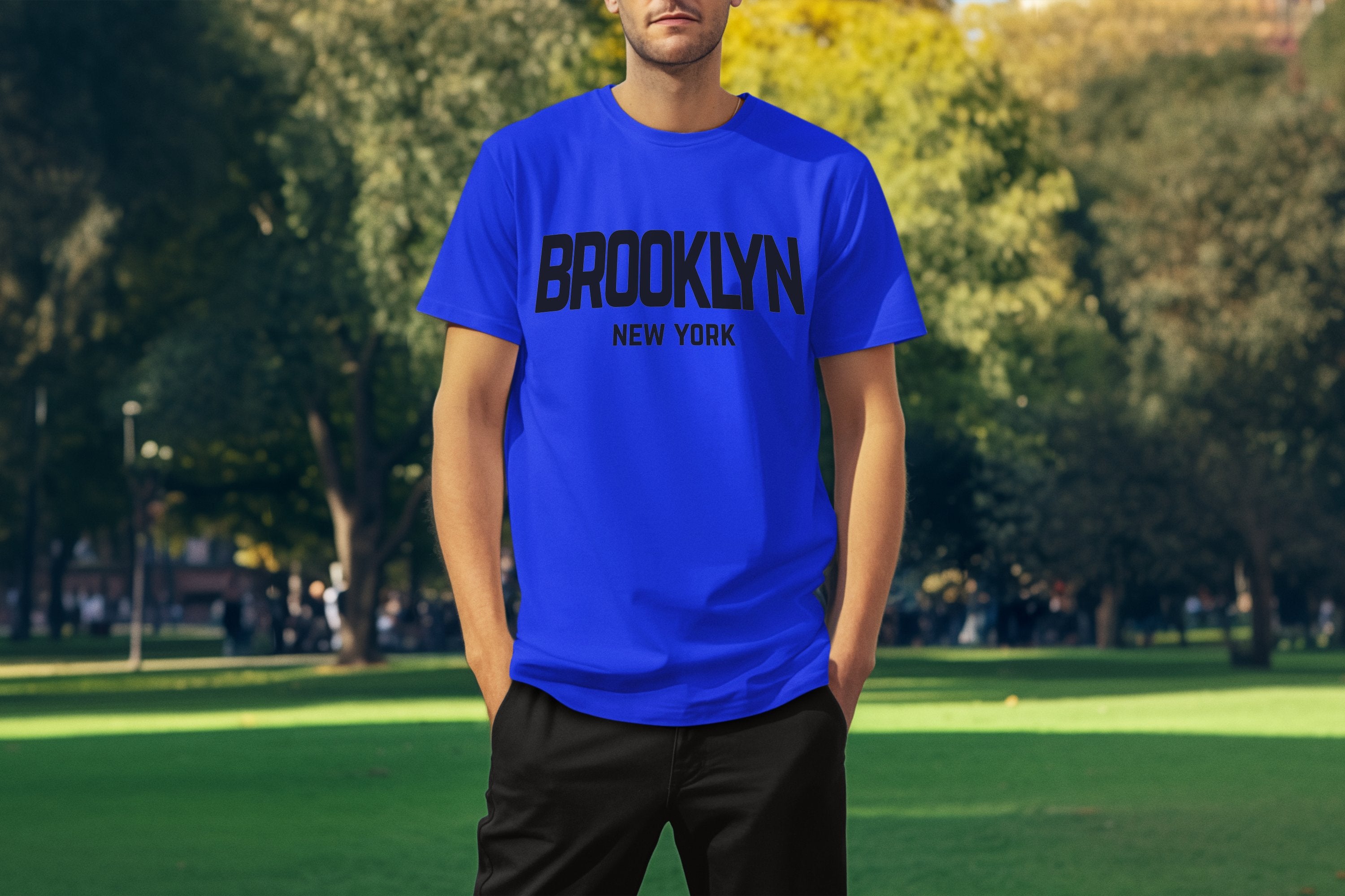 Brooklyn New York Retro Design Custom T-Shirt Royal