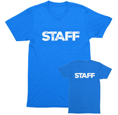 Staff Tees - Men's Unisex - Rustic Design - Soft Cotton Tees (NR-A, Front & Back) All Colors & Sizes