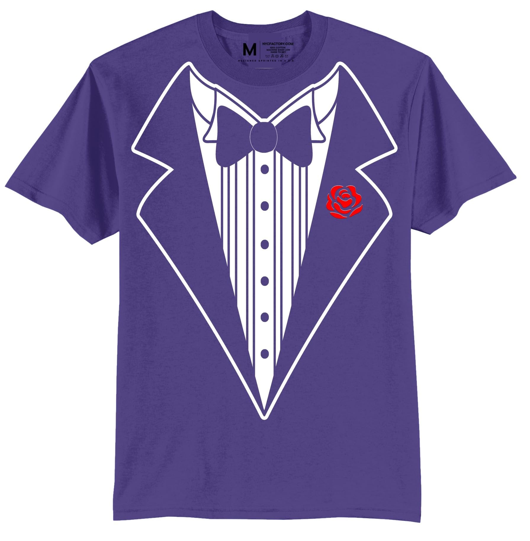 Men's Funny Tuxedo T-Shirt (Purple, Rose Design)