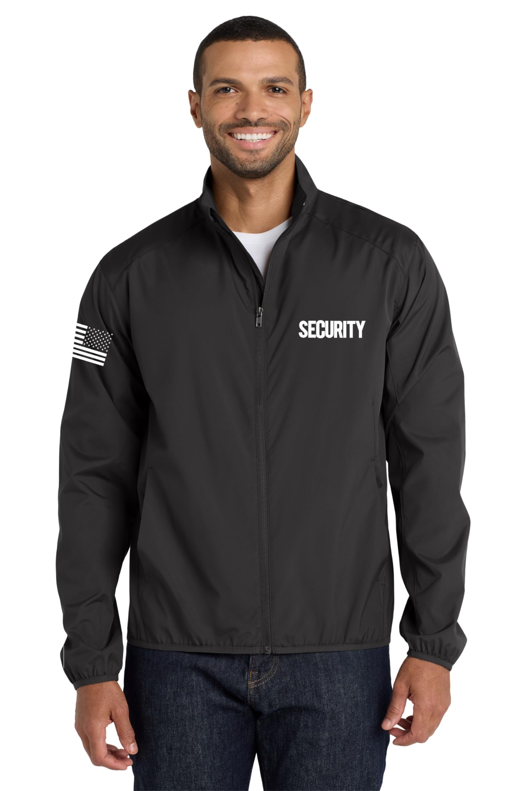 NYC FACTORY Men's Security Wind Breaker Jacket Wind & Water Resistant Full Zip