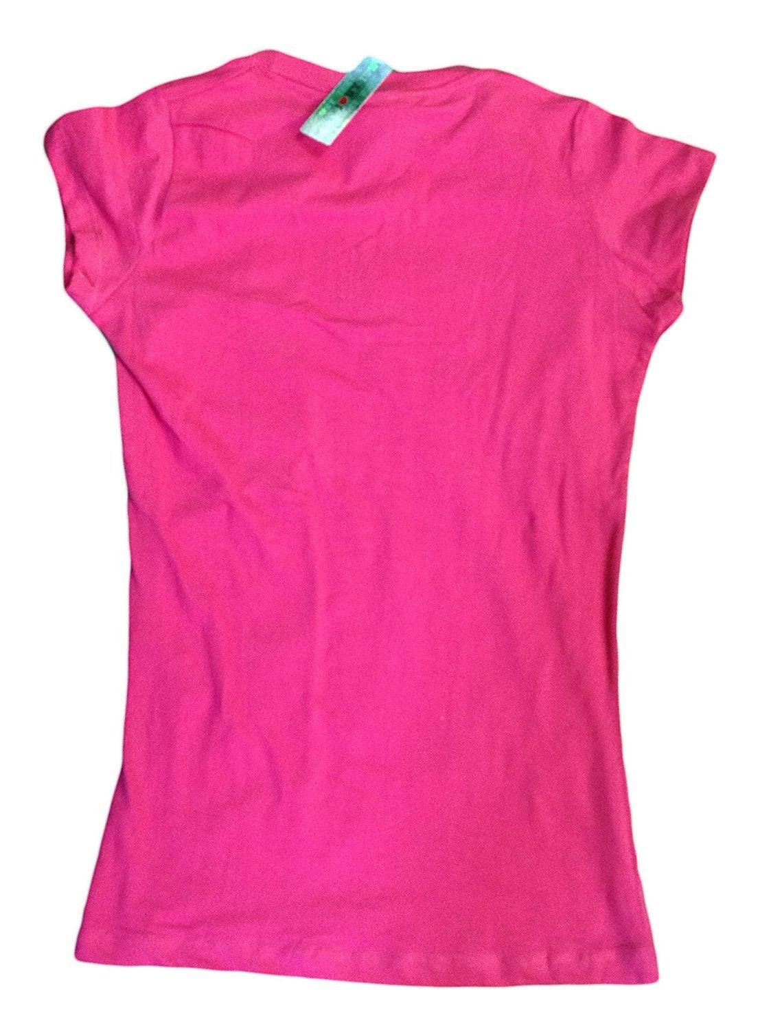 I Love NY New York Womens V-Neck T-Shirt Spandex Heart Hot Pink