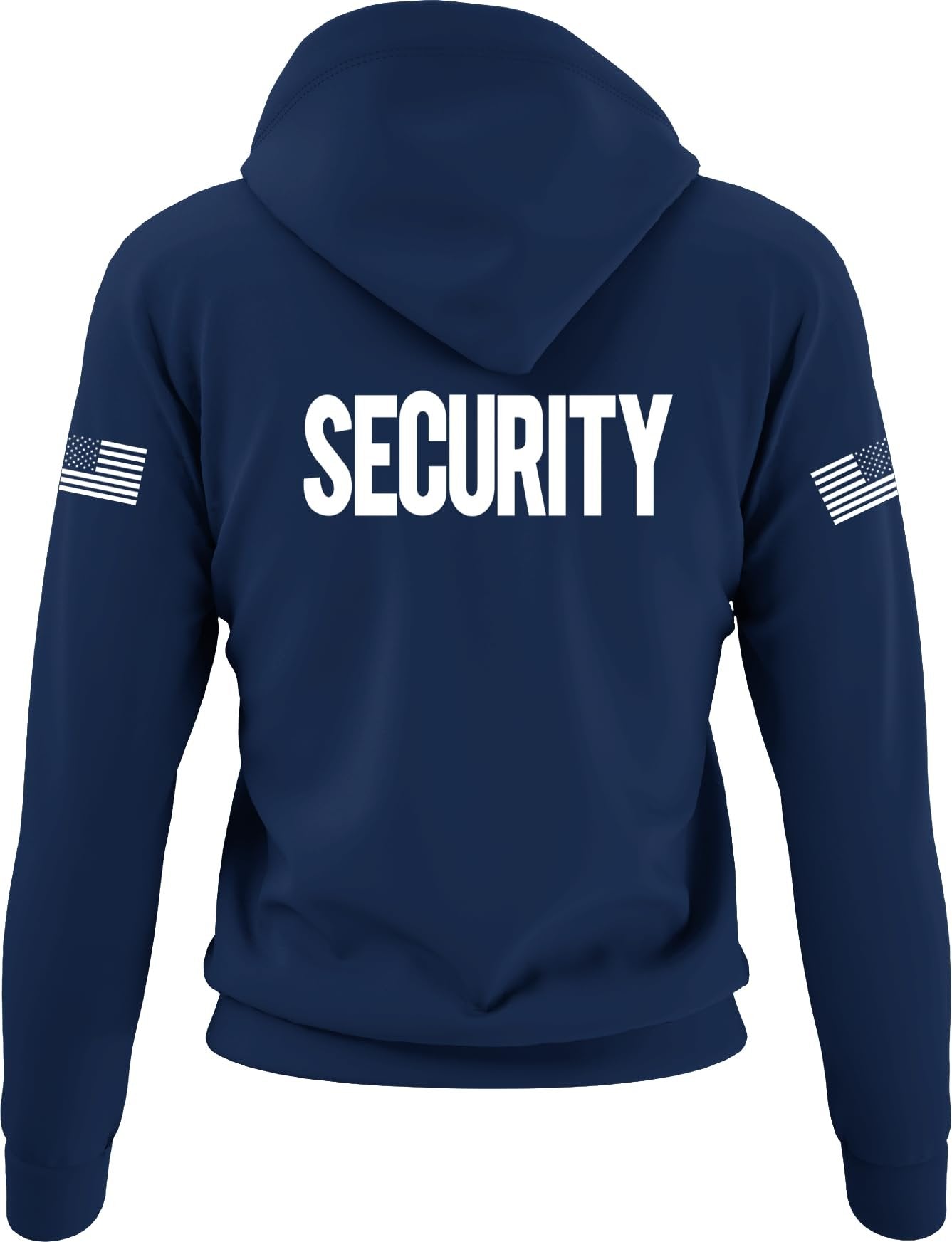 NYC FACTORY Security Hoodie with US Flag Sleeve Prints, Black