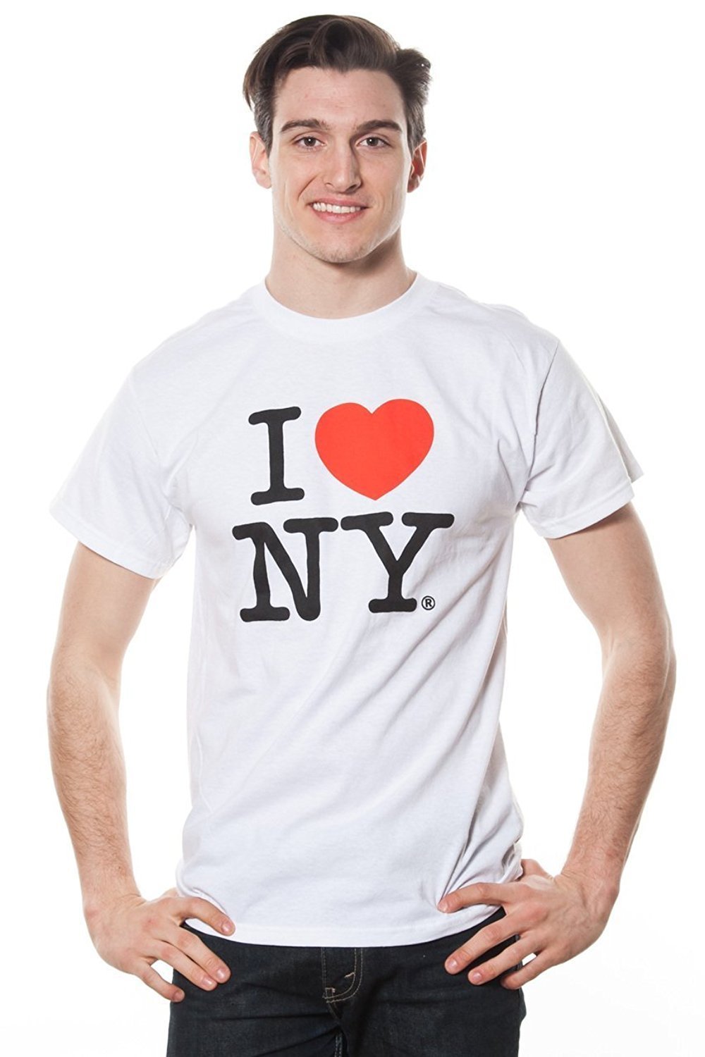 I Love NY Mens Short Sleeve T-Shirt White (Medium) - NYC Factory
