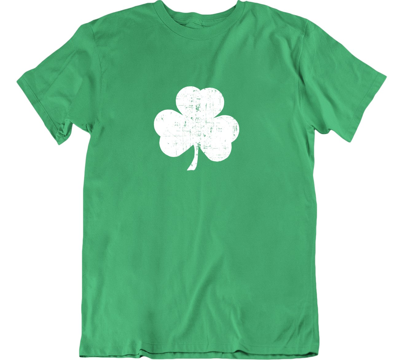 NYC FACTORY USA Screen Printed Shamrock Youth T-Shirt Distressed Tee Kids Irish Green