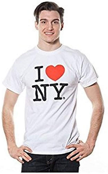 I Love NY Mens Short Sleeve T-Shirt White (Medium) - NYC Factory
