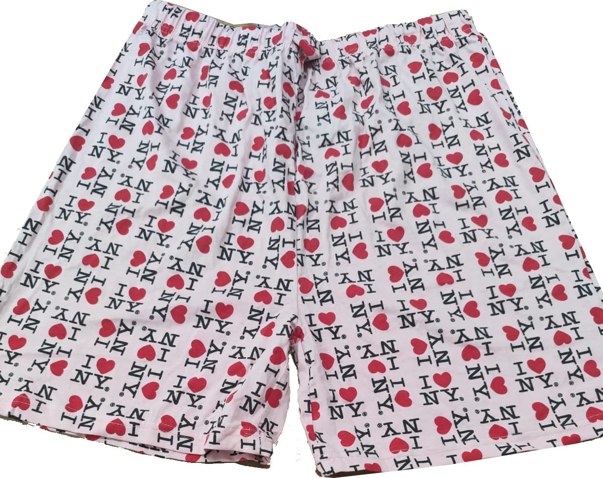 I Love NY Boxer Shorts Unisex Sleepwear New York Souvenir Gift (Light Pink)