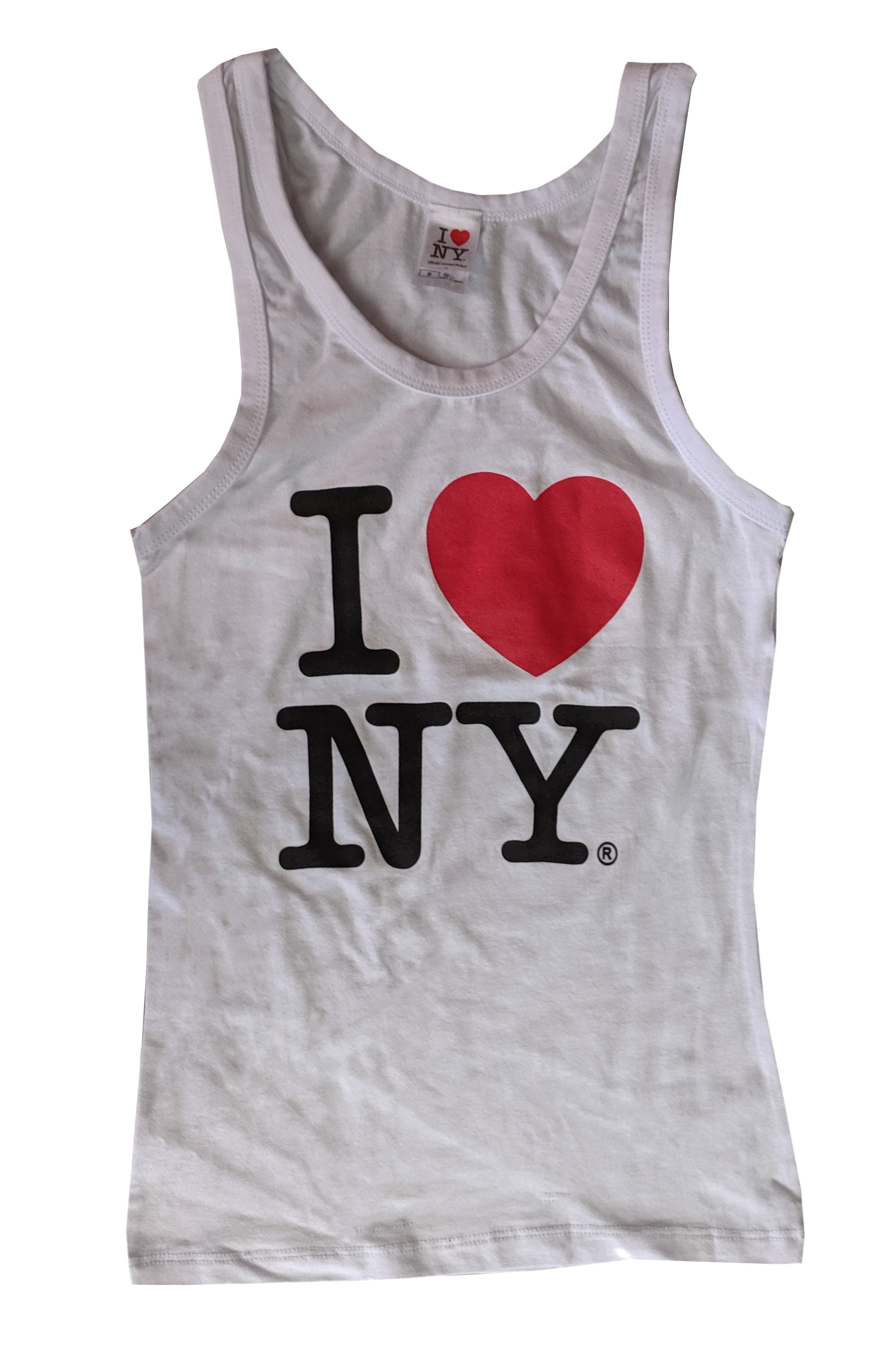 White I Love NY Ladies Tank Top