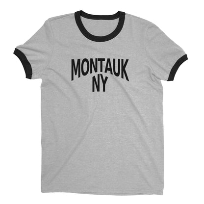 Montauk Beach Ringer Tee Retro Style Men's T-Shirt - NYC Factory - Heather Gray