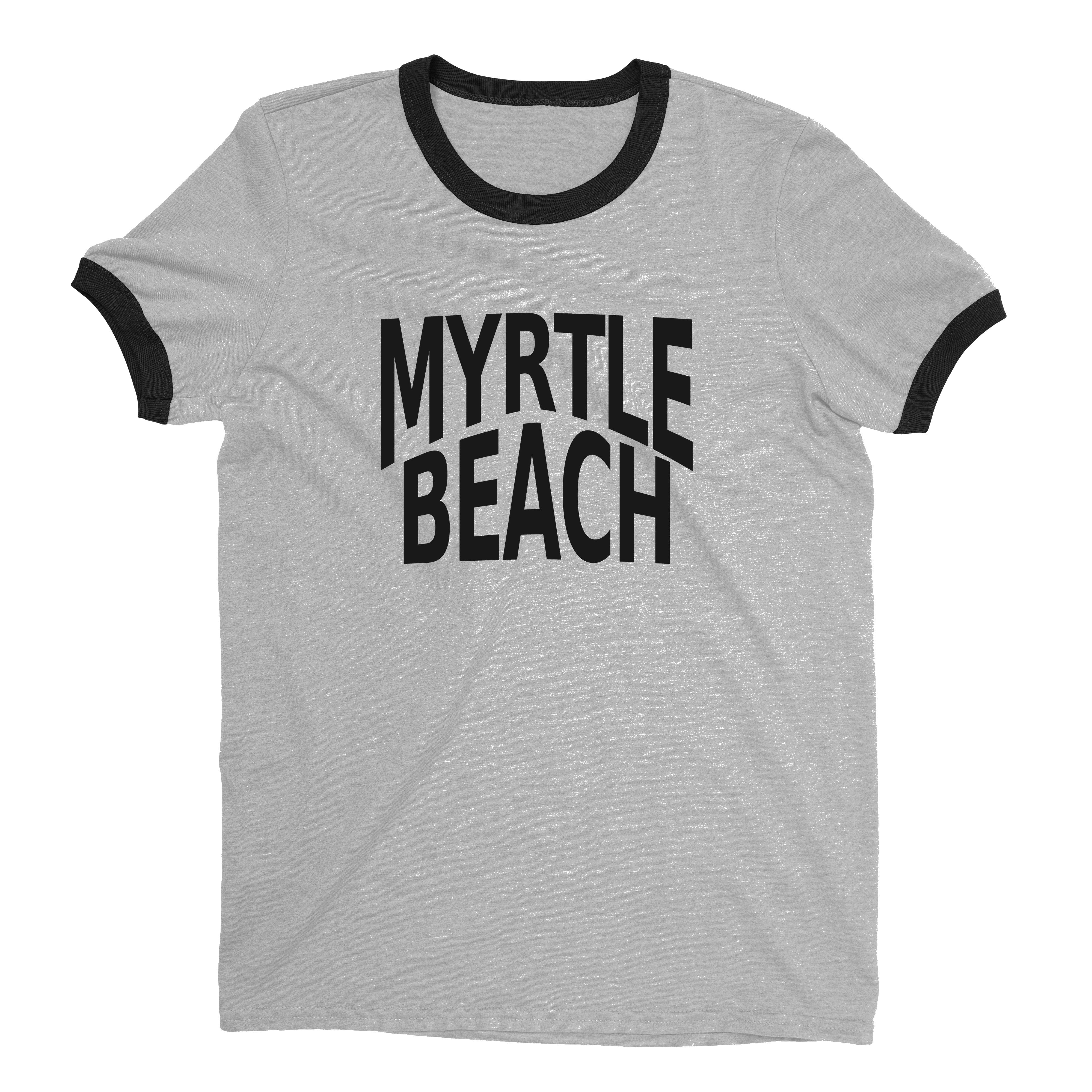Myrtle Beach Ringer Tee Retro Style Men's T-Shirt - NYC Factory - Heather Gray