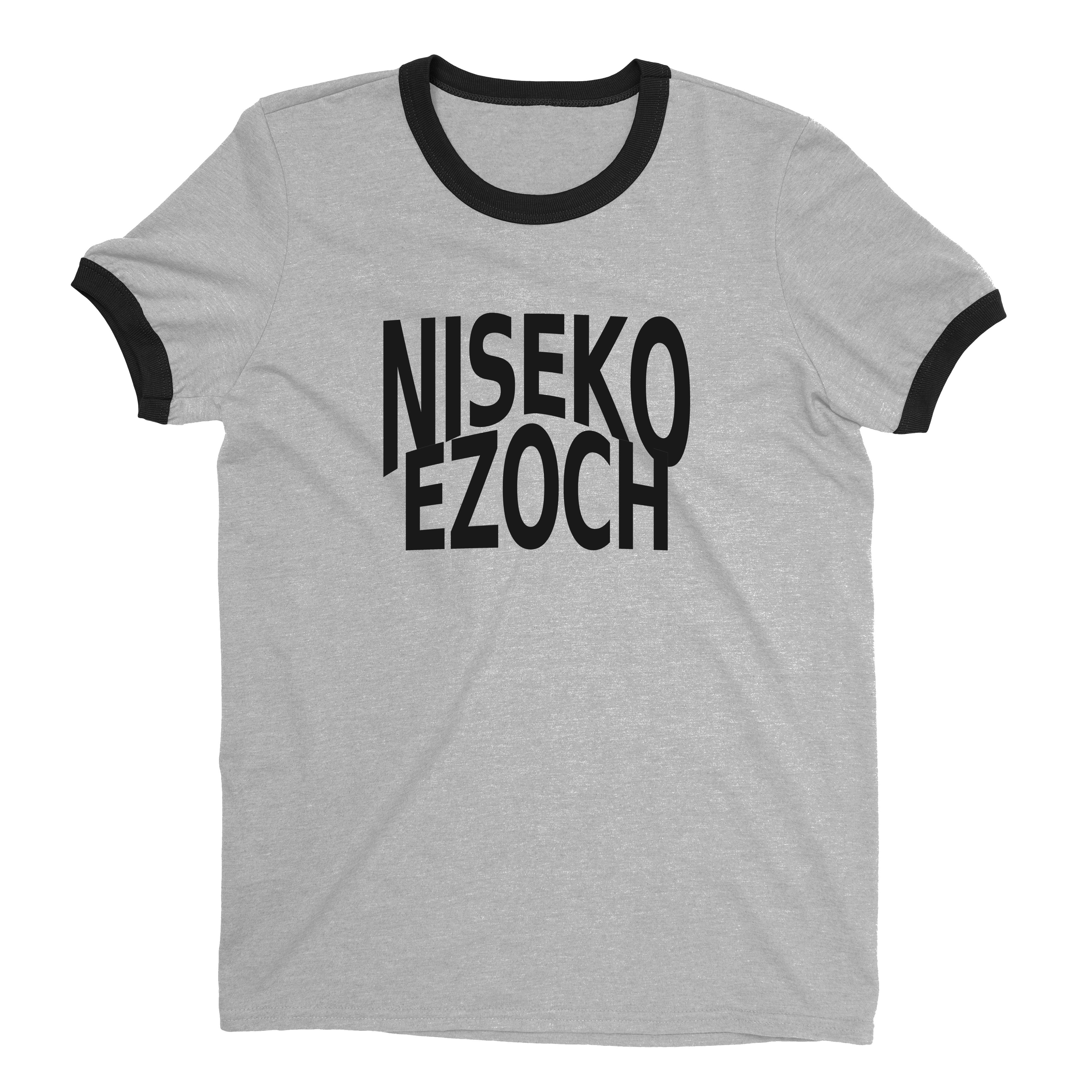 Niseko Ski Resort Ringer Tee Retro Style Men's T-Shirt - NYC Factory - Heather Gray