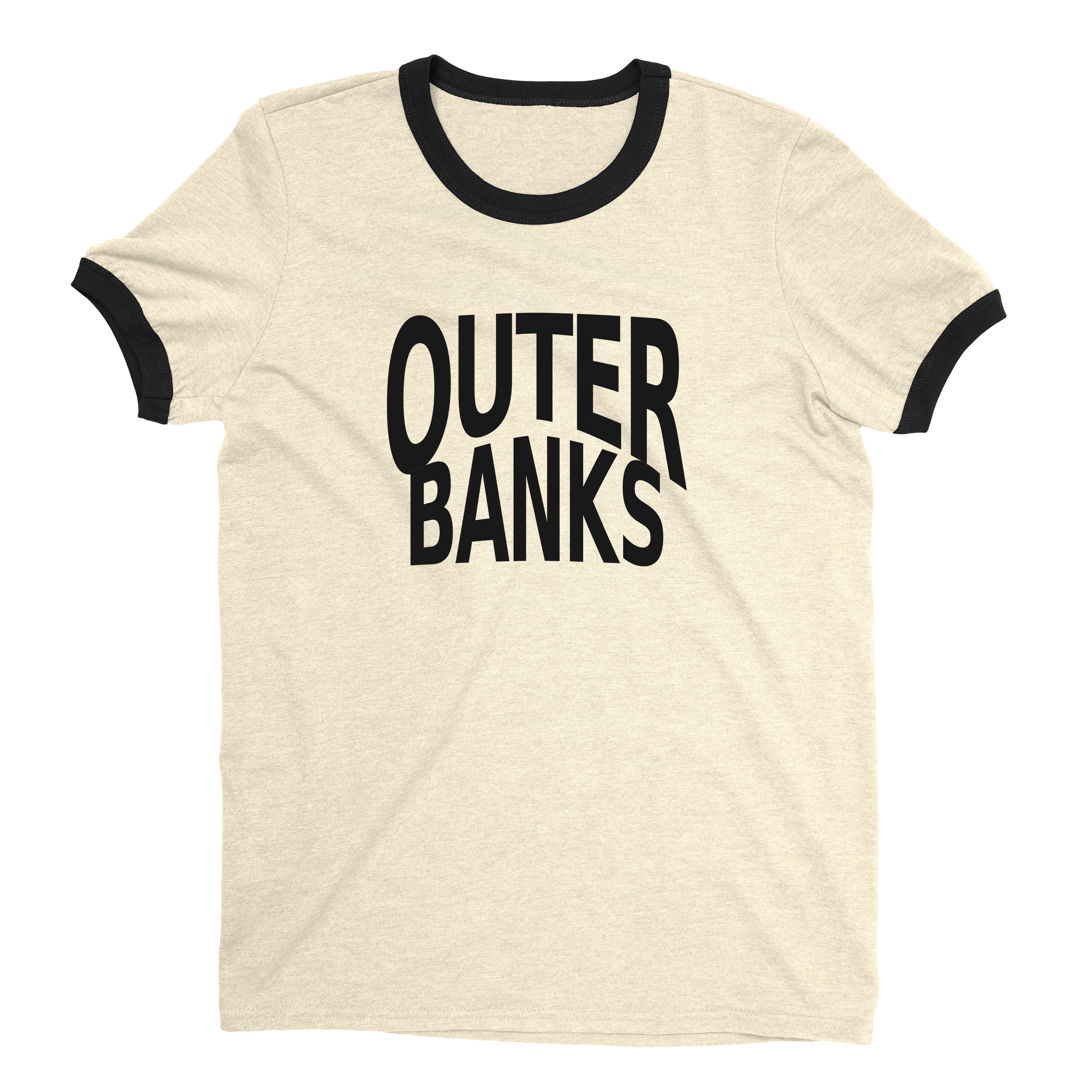 Outer Banks Ringer Tee Retro Style Men's T-Shirt - NYC Factory - Natural
