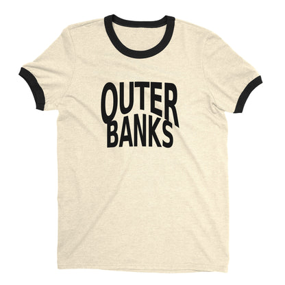 Outer Banks Ringer Tee Retro Style Men's T-Shirt - NYC Factory - Natural