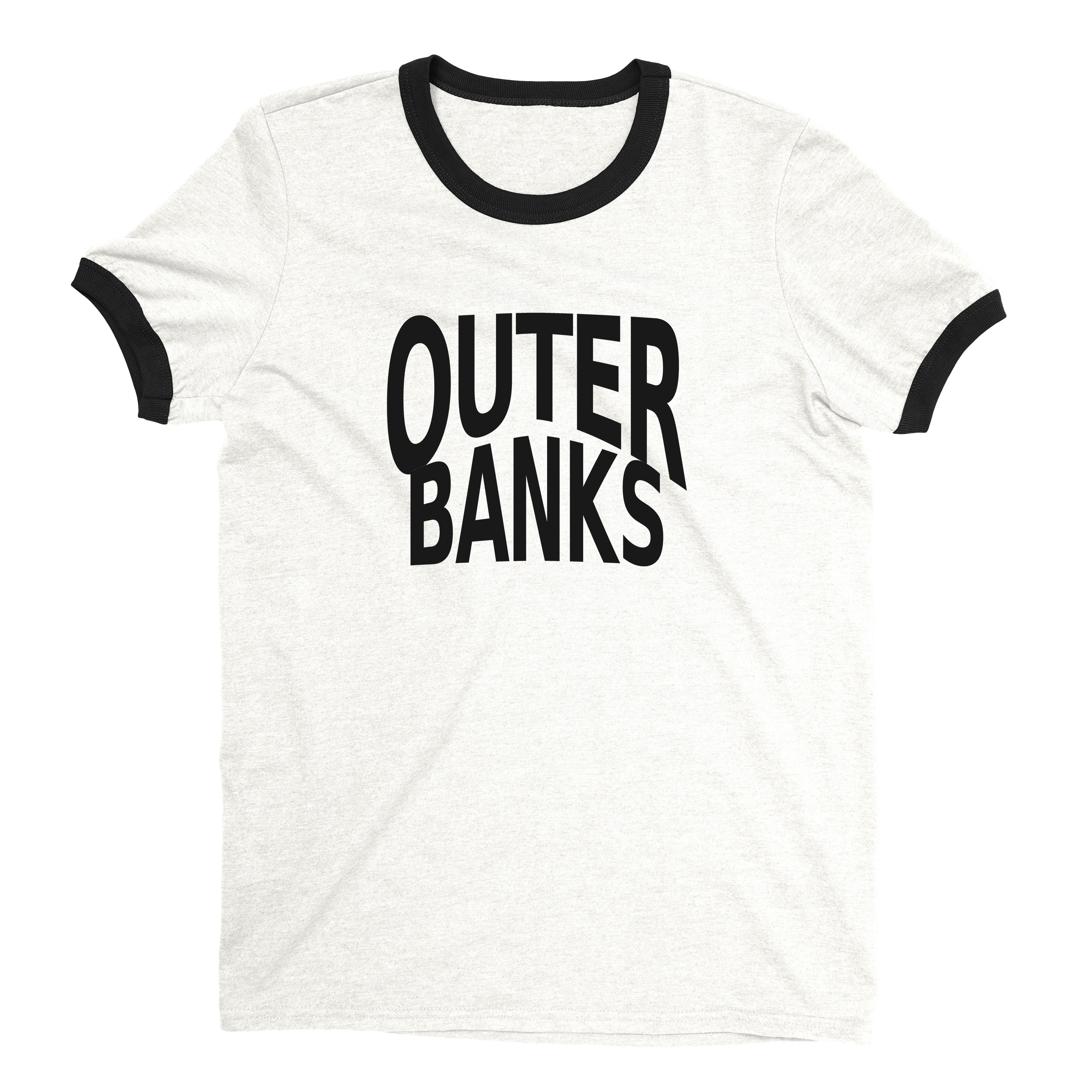 Outer Banks Ringer Tee Retro Style Men's T-Shirt - NYC Factory - White