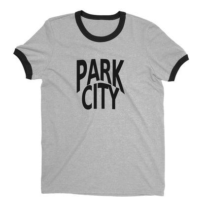 Park City Ski Resort Ringer Tee Retro Style Men's T-Shirt - NYC Factory - Heather Gray