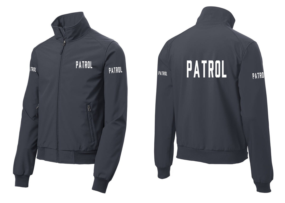 NYC Factory Patrol Soft Shell Bomber Jacket (Classic) - Chest + Back + Patrol Sleeves - Battleship Grey