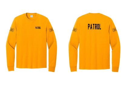 NYC Factory Custom Logo Patrol Cotton Long Sleeve T-Shirt (Classic) - Chest + Back + Your Logo Sleeves - Gold