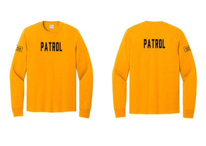 NYC Factory Custom Logo Patrol Cotton Long Sleeve T-Shirt (Classic) - Front + Back + Your Logo Sleeve - Gold