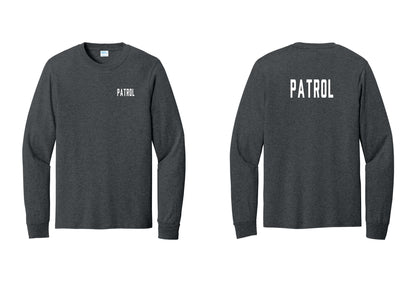 NYC Factory Patrol Cotton Long Sleeve T-Shirt (Classic) - Chest + Back - Dark Heather Grey