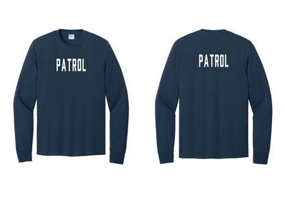 NYC Factory Patrol Cotton Long Sleeve T-Shirt (Classic) - Front + Back - Navy