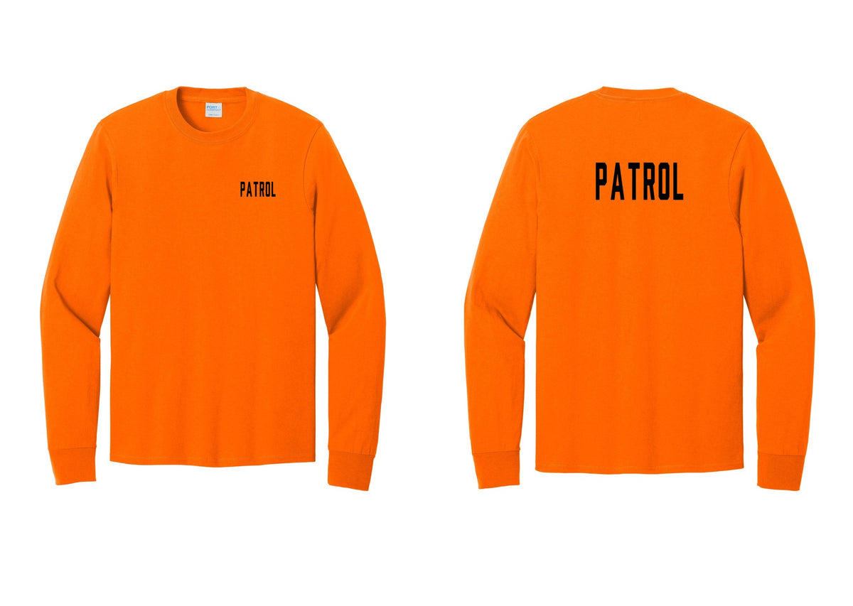 NYC Factory Patrol Cotton Long Sleeve T-Shirt (Classic) - Chest + Back - Safety Orange