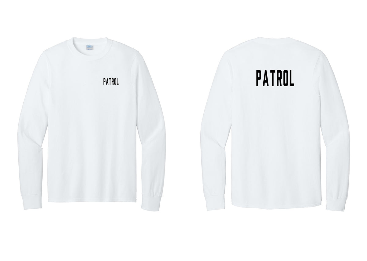 NYC Factory Patrol Cotton Long Sleeve T-Shirt (Classic) - Chest + Back - White