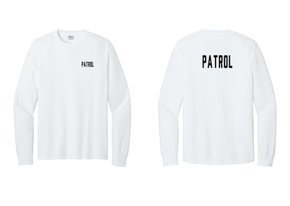 NYC Factory Patrol Cotton Long Sleeve T-Shirt (Classic) - Chest + Back - White