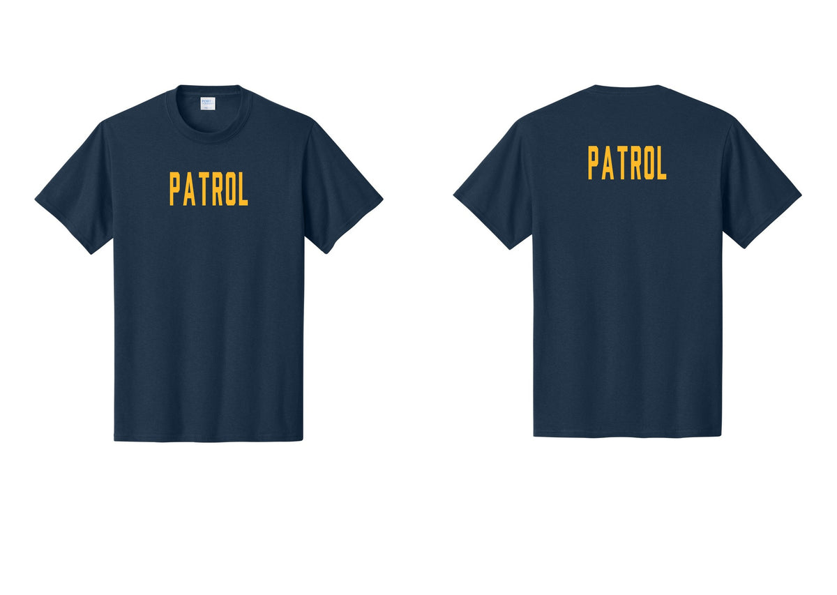 NYC Factory Patrol T-Shirt for Security & Event Teams (Classic) - Front + Back - Navy / Gold