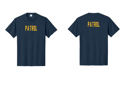 NYC Factory Patrol T-Shirt for Security & Event Teams (Classic) - Front + Back - Navy / Gold