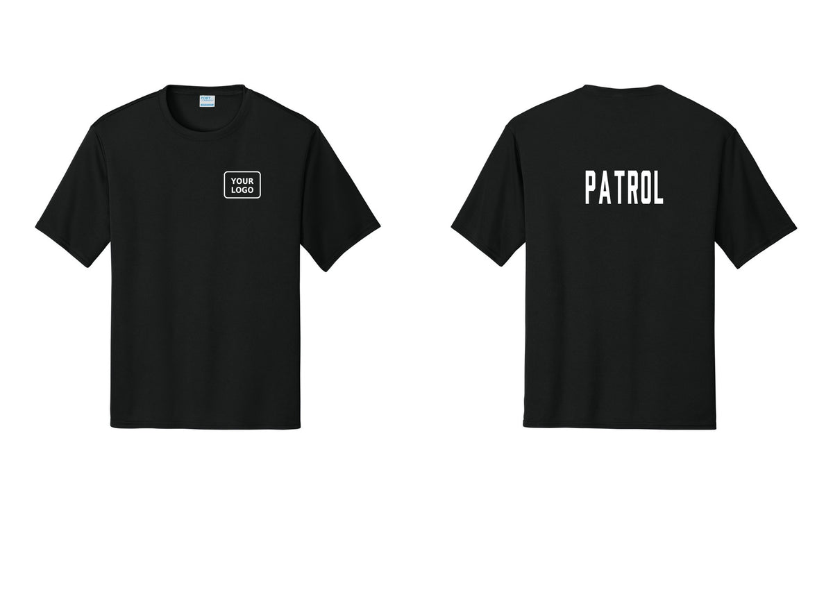 NYC Factory Custom Logo Patrol Performance T-Shirt (Classic) - Your Logo + Back - Black