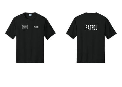 NYC Factory Custom Logo Patrol Performance T-Shirt (Classic) - PATROL + Your Logo + Back - Black