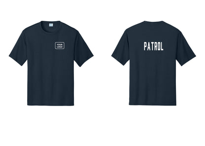 NYC Factory Custom Logo Patrol Performance T-Shirt (Classic) - Your Logo + Back - Navy