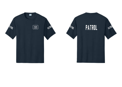 NYC Factory Custom Logo Patrol Performance T-Shirt (Classic) - Your Logo + Back + Patrol Sleeves - Navy