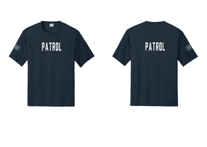 NYC Factory Custom Logo Patrol Performance T-Shirt (Classic) - Front + Back + Your Logo Sleeve - Navy