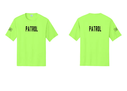 NYC Factory Custom Logo Patrol Performance T-Shirt (Classic) - Front + Back + Your Logo Sleeve - Neon Green