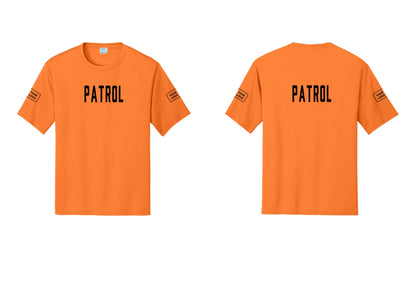 NYC Factory Custom Logo Patrol Performance T-Shirt (Classic) - Front + Back + Your Logo Sleeves - Neon Orange