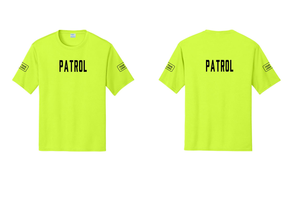 NYC Factory Custom Logo Patrol Performance T-Shirt (Classic) - Front + Back + Your Logo Sleeves - Neon Yellow