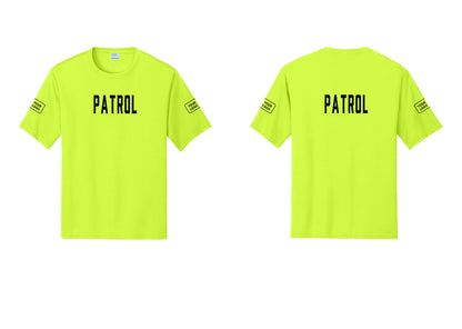 NYC Factory Custom Logo Patrol Performance T-Shirt (Classic) - Front + Back + Your Logo Sleeves - Neon Yellow