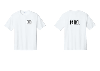 NYC Factory Custom Logo Patrol Performance T-Shirt (Classic) - Your Logo + Back - White
