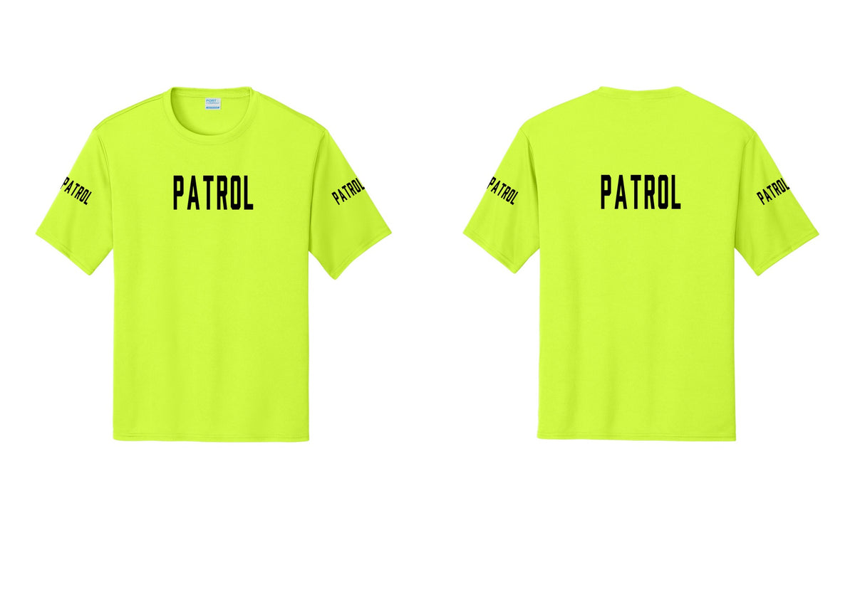 NYC Factory Patrol Performance T-Shirt (Classic) - Front + Back + Patrol Sleeves - Neon Yellow