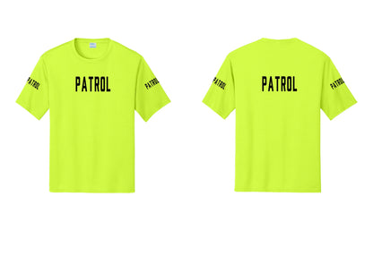 NYC Factory Patrol Performance T-Shirt (Classic) - Front + Back + Patrol Sleeves - Neon Yellow