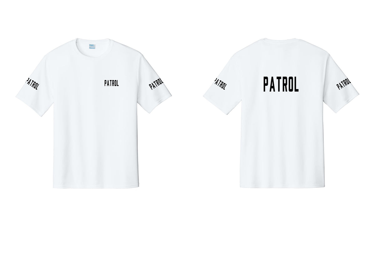 NYC Factory Patrol Performance T-Shirt (Classic) - Chest + Back + Patrol Sleeves - White