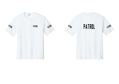 NYC Factory Patrol Performance T-Shirt (Classic) - Chest + Back + Patrol Sleeves - White