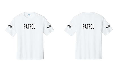 NYC Factory Patrol Performance T-Shirt (Classic) - Front + Back + Patrol Sleeves - White