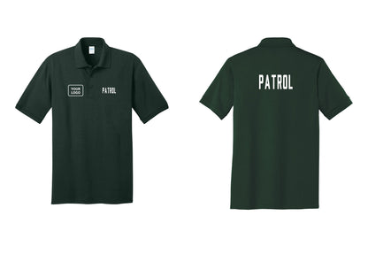 NYC Factory Custom Logo Patrol Polo Shirt (Classic) - PATROL + Your Logo + Back - Dark Green
