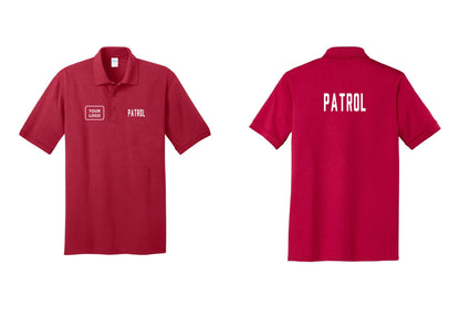 NYC Factory Custom Logo Patrol Polo Shirt (Classic) - PATROL + Your Logo + Back - Red