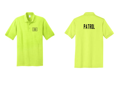 NYC Factory Custom Logo Patrol Polo Shirt (Classic) - Your Logo + Back - Safety Green