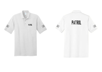 NYC Factory Custom Logo Patrol Polo Shirt (Classic) - Chest + Back + Your Logo Sleeves - White